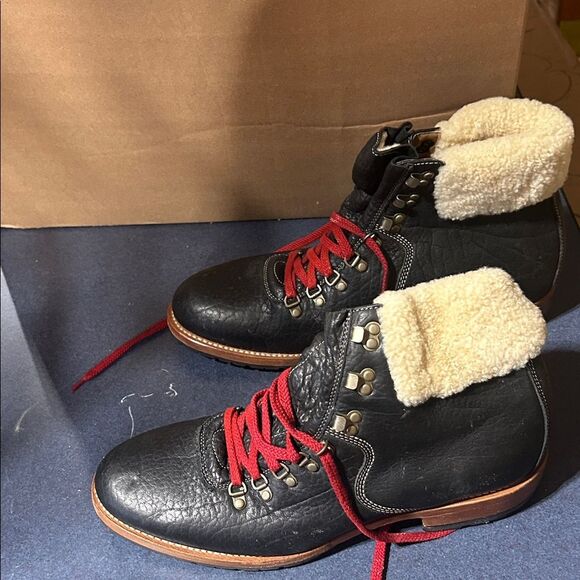 Trask Black Leather Boots with Red Laces - Picture 2 of 5